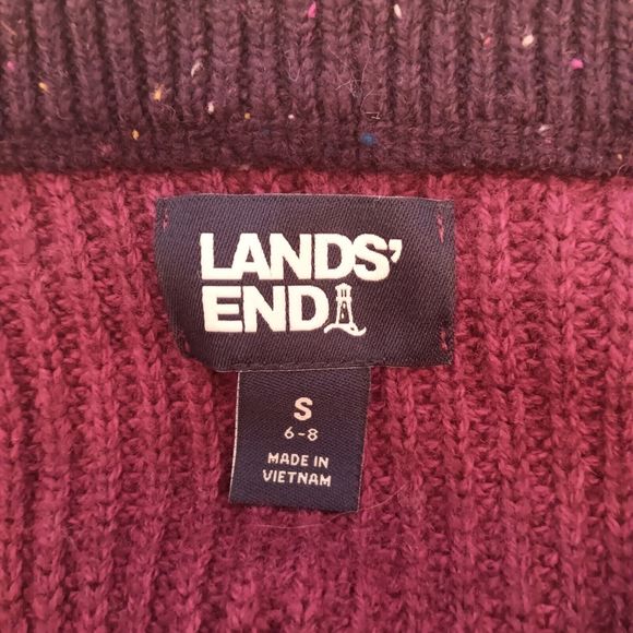 Lands End Sweater Mens S Colorblock Cable Knit Patchwork Grandpa Wool Blend - Picture 8 of 9
